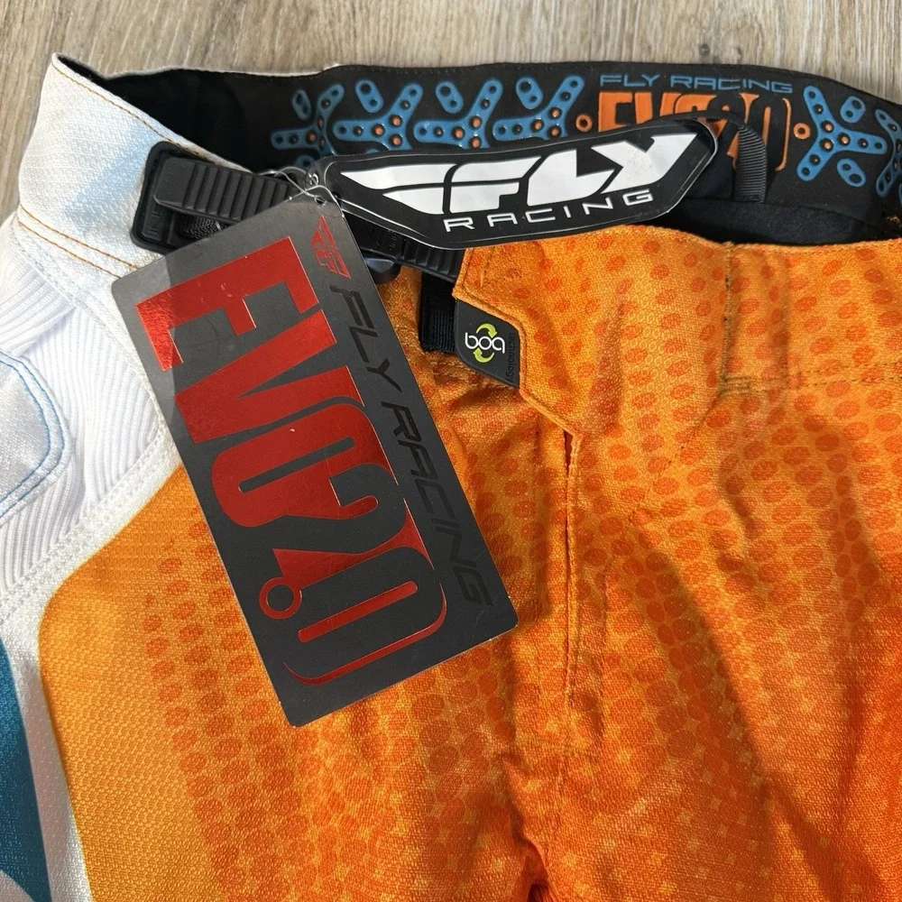 Fly Racing Pants Mens 32 EVO 2.0 Orange Teal Padded MTX Motocross Racing NEW